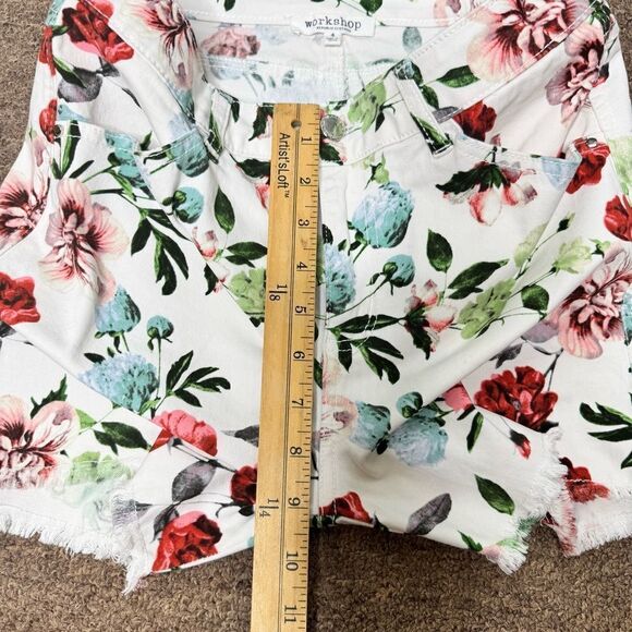 Workshop Republic floral print raw edge cut off shorts size 4 - Picture 6 of 7